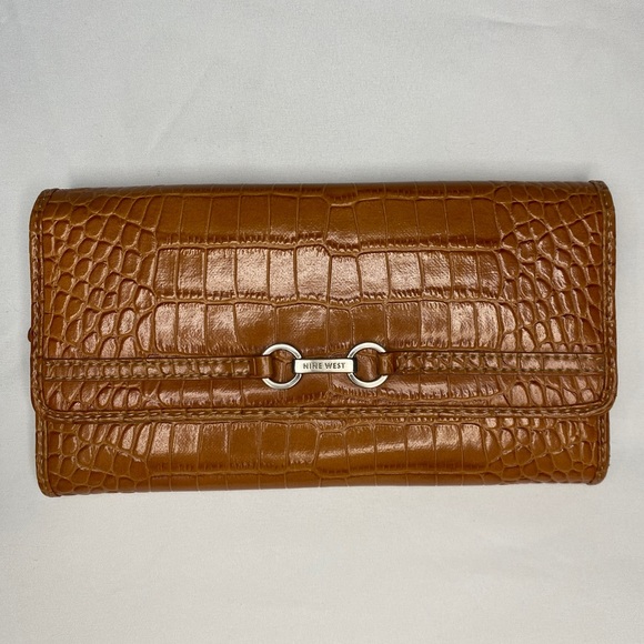 Nine West Handbags - Nine West Croc Embossed Checkbook Wallet like new
